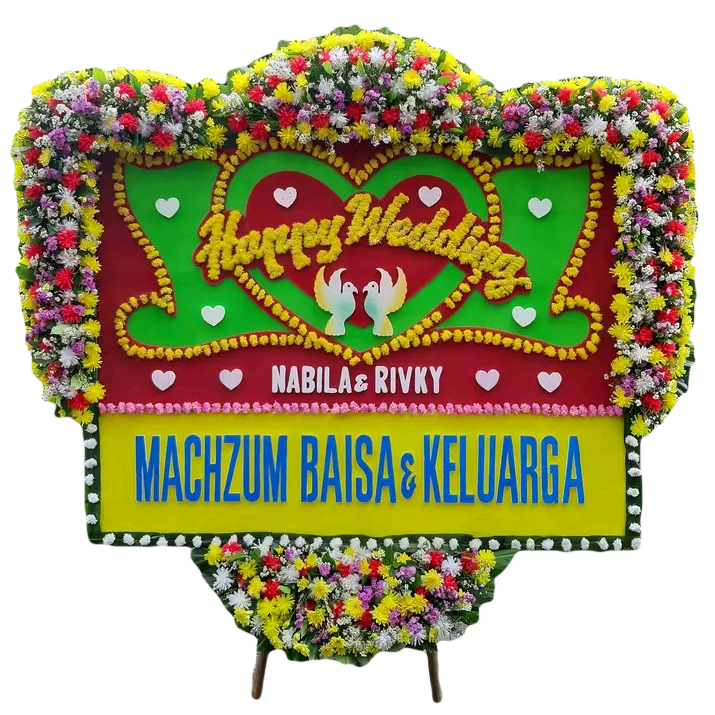 Papan Bunga Happy Wedding